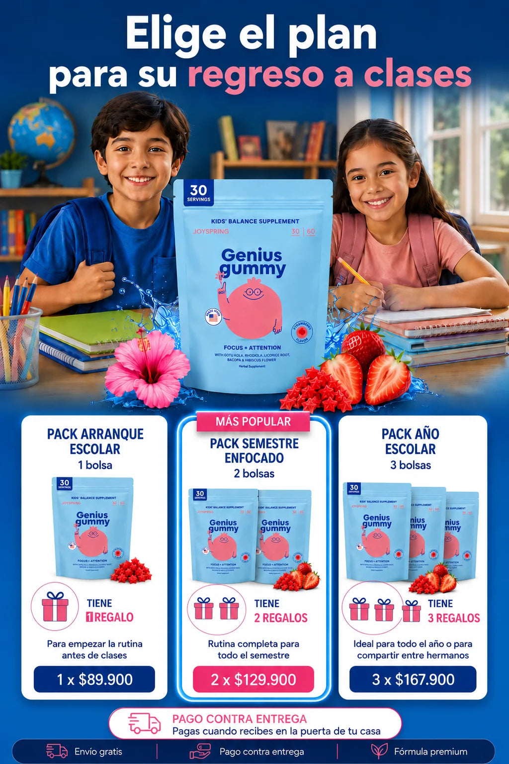 Genius Gummy planes regreso a clases - Pack Arranque Escolar 1 bolsa, Pack Semestre Enfocado 2 bolsas, Pack Año Escolar 3 bolsas, envío gratis, pago contra entrega