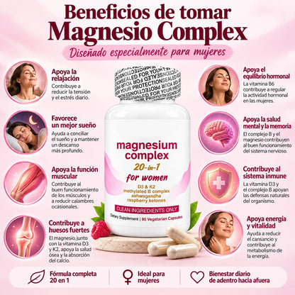 Magnesio 20 en 1 para Mujer · 90 Cápsulas