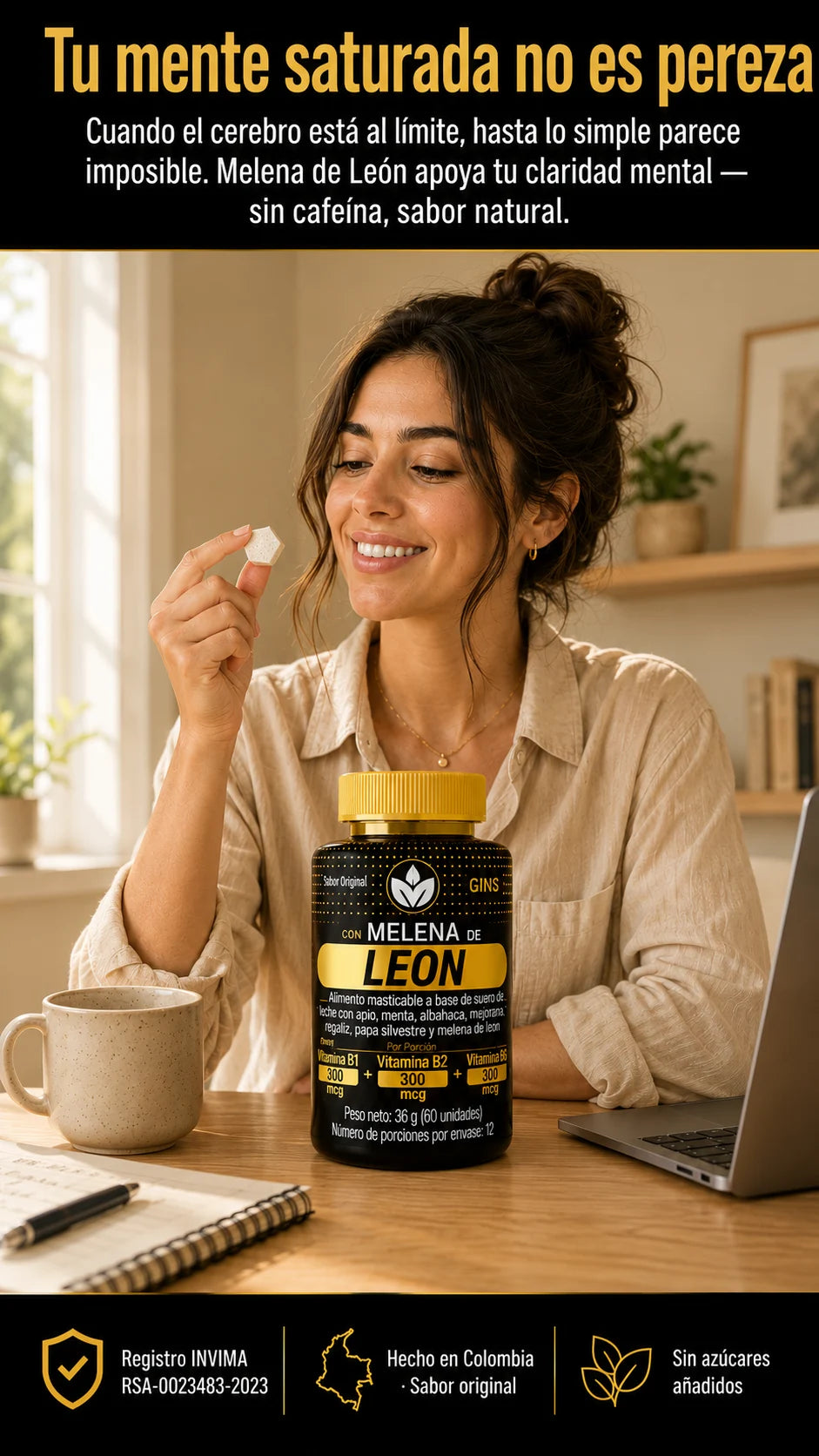 Melena de León gomitas masticables con vitaminas – suplemento para claridad mental sin cafeína