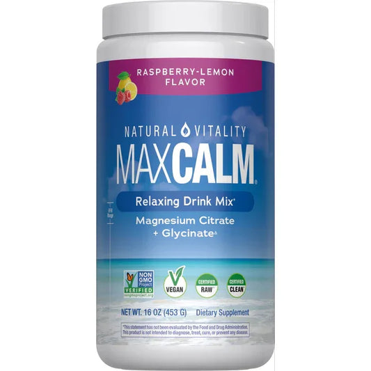 Natural Vitality MaxCalm polvo de magnesio sabor frambuesa-limón – para la menopausia
